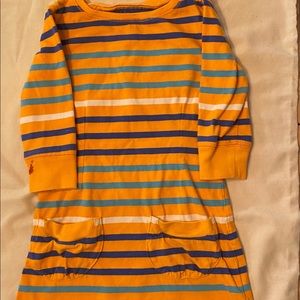 Girls LL BEAN dress orange size 4 striped